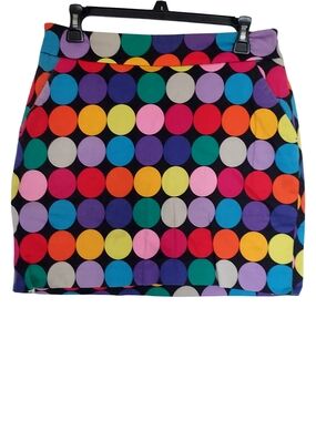 Loudmouth Black Mini Skirt with Multicolor Polka Dots